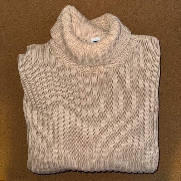 GAP Turtleneck Sweater 100% Cotton Chunky Rib Knit Vintage Y2K Women's XL Beige - Picture 8 of 8